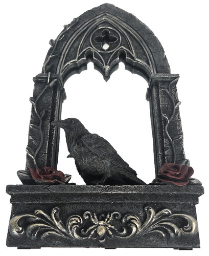 Gothic raven mirror red roses - raven,